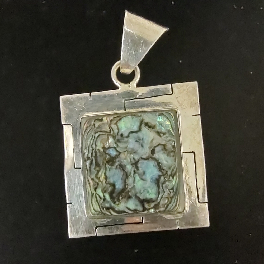 Vintage Abalone Mexico 925 Sterling Silver Pendant